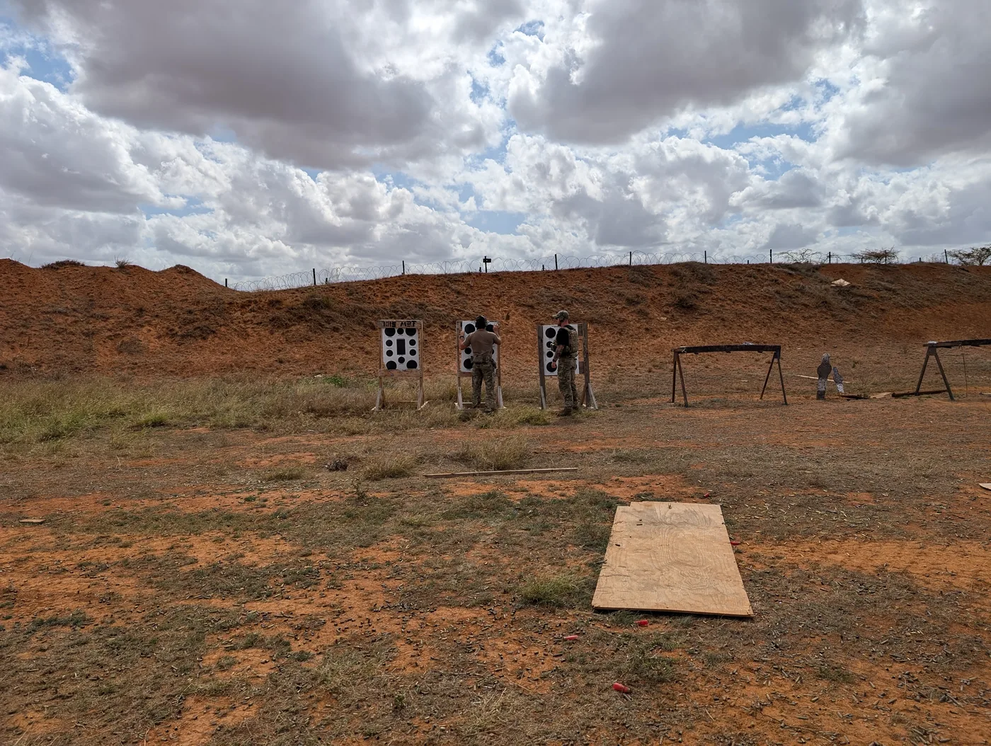 Steel and paper targets on an outdoor range